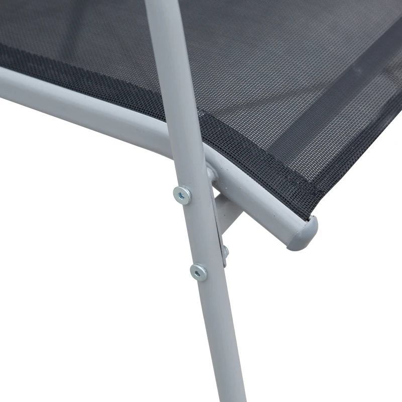 Outsunny Ensemble de jardin 6 pers. - table de jardin extérieure avec 6 chaises empilables plateau verre trempé 5 mm métal époxy gris textilène noir
