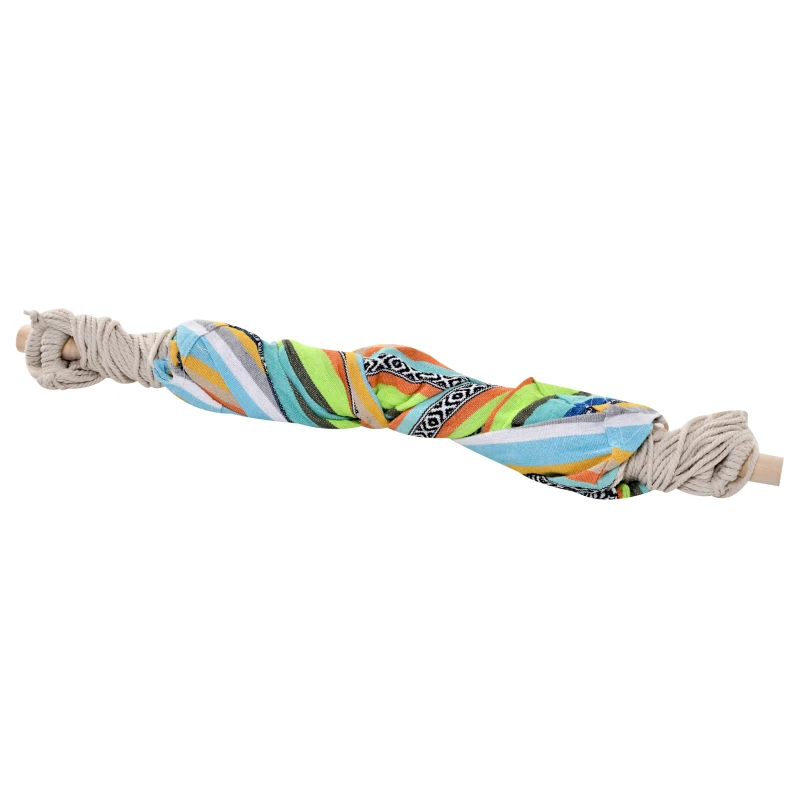 Outsunny Silla Hamaca Colgante de Algodón Silla Colgante con 2 Cojines 100x100 cm Carga 100 kg para Interior y Exterior Multicolor