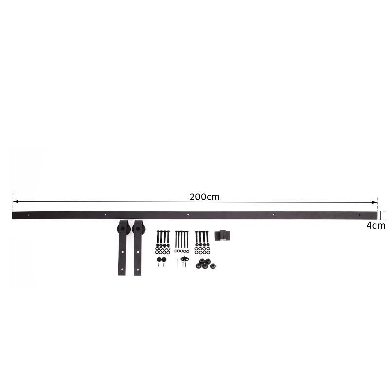 HOMCOM 200 cm Herraje para Puerta Corredera de Madera Kit de Accesorios Guía de Riel con Tornillos Carga Máx. 90 kg Acero al Carbono Marrón