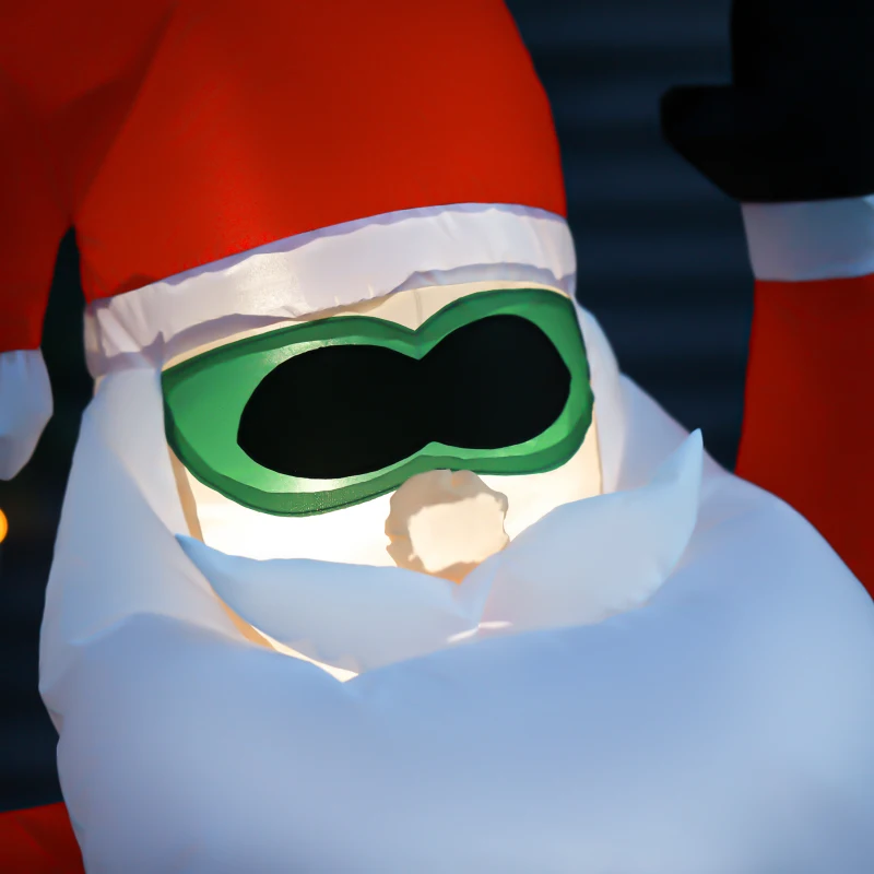 HOMCOM 5ft Christmas Inflatable Santa Claus On Plane, Blow Up Outdoor Decoration with Built-in LED Lights for Holiday Party Garden