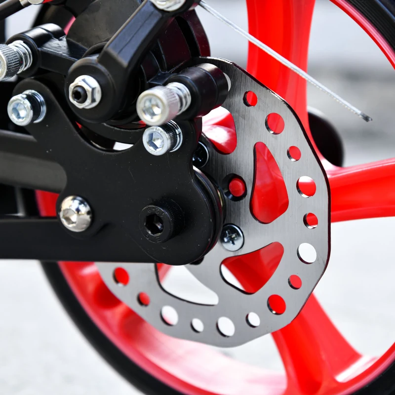 HOMCOM Trottinette pliable adulte béquille frein disque arrière double système d'absorption de choc hauteur guidon réglable 3 niv. alu. ABS rouge noir