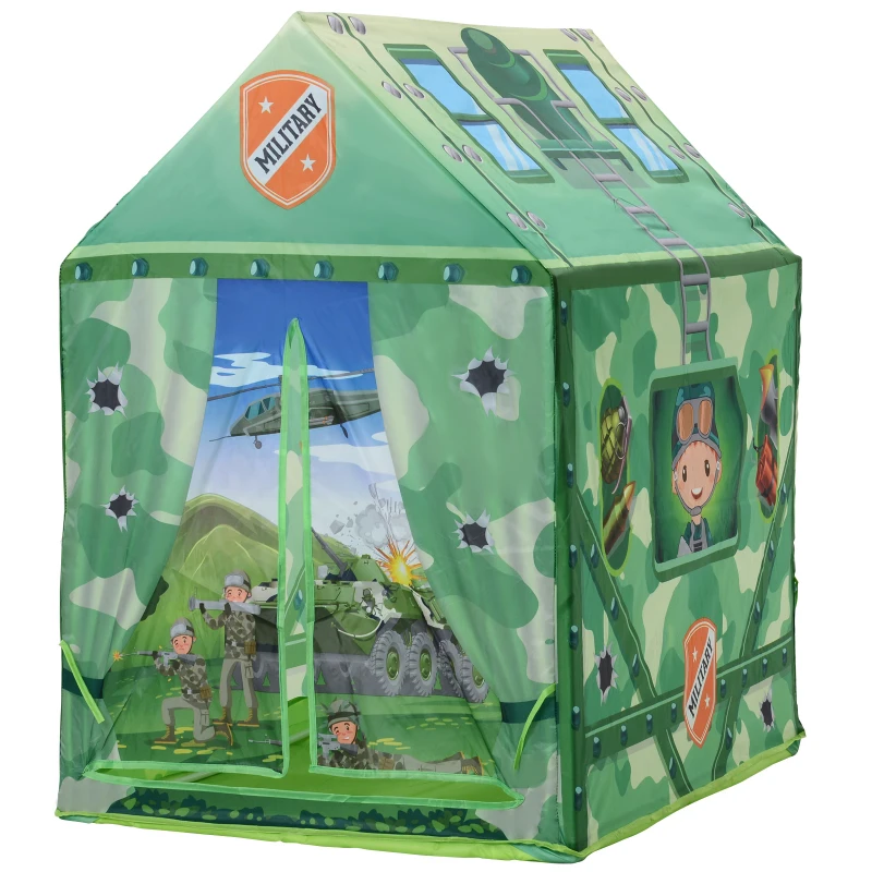 HOMCOM Tente Enfant Tente de Jeu dim. 93L x 69l x 103H cm 2 Portes Polyester Vert