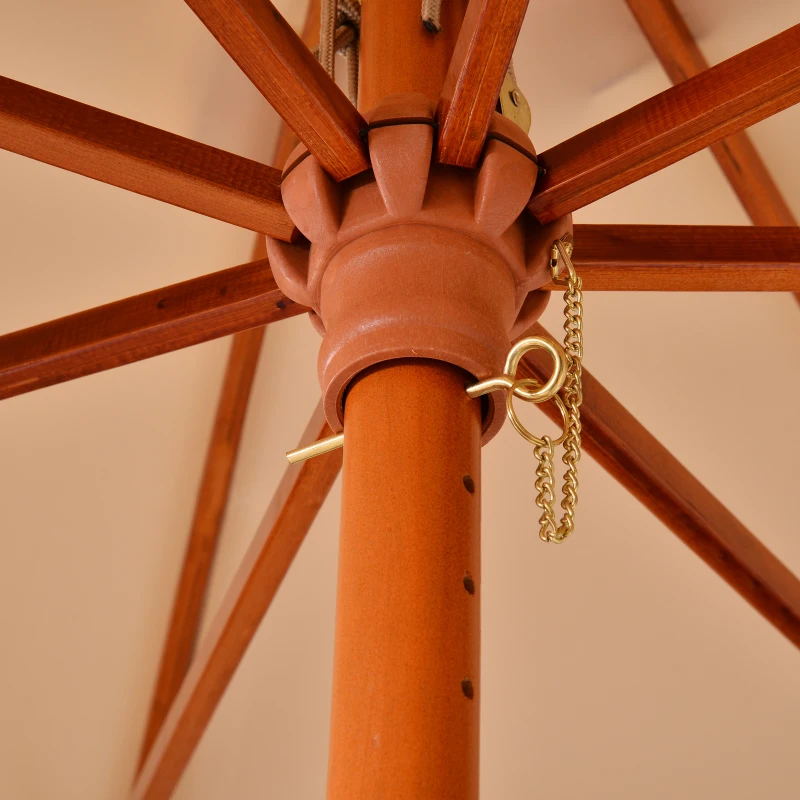 Outsunny Parasol para Jardín Patio Sombrilla Cuadrada de Ángulo Ajustable Ventilación Diseño Moderno con 8 Varillas de Bambú Madera Tela Poliéster 3x3m Beige