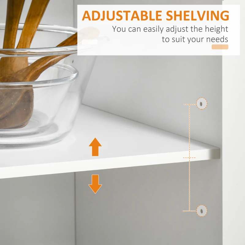 HOMCOM Rolling Kitchen Island Storage Kitchen Cart Utility Trolley 2 Drawers White