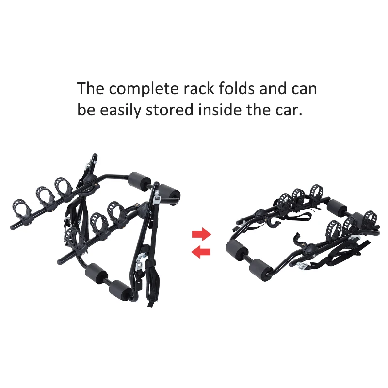 HOMCOM 3 Bike Rear Hitch Mount Carry Rack Car Truck Carrier w/Fix Strap - Black