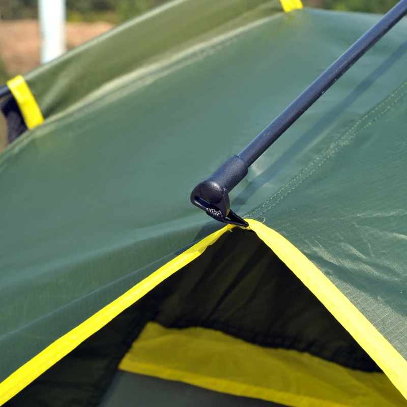 Outsunny Tente de camping 2 personnes double toit imperméable 2,3 x 2 x 1,35 m vert kaki montage démontage facile + sac de transport fourni