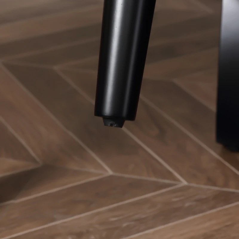 HOMCOM Fauteuil Classique Esprit bohème-Chic Dossier 5 Boutons accoudoirs courbés piètement Bois hévéa Noir revêtement Aspect Lin écru