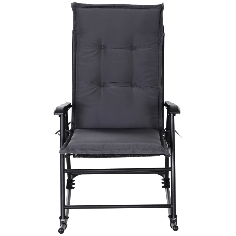 Outsunny Cojín de 2 Piezas para Tumbona de Exterior Colchoneta para Sillas de Jardín Acolchado Cómoda con Cuerda de Fijación Lavable a Mano Poliéster Esponja 120x50x6 cm Gris