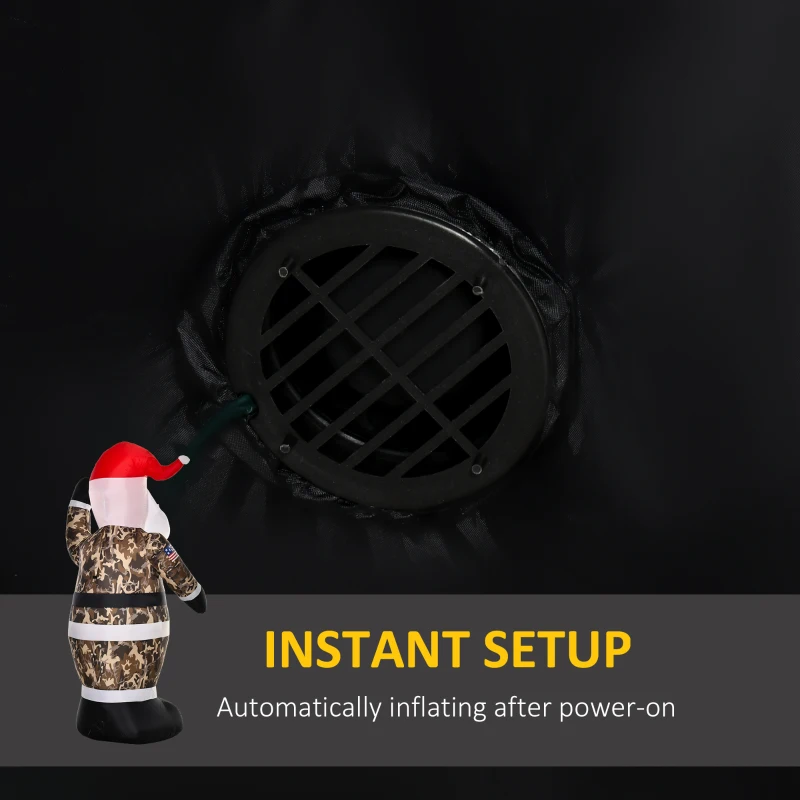 HOMCOM 8ft Christmas Inflatable Outdoor Santa Claus Saluting in Camouflage, Blow Up Yard Decoration Built-in LED Lights for Holiday Party Xmas Garden