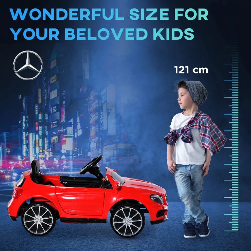 HOMCOM Coche Eléctrico para Niño 3+ Años Automóviles Infantiles Mercedes Benz GLA con Mando a Distancia MP3 USB Luces y Sonidos Apertura de Puerta Carga 30kg 100x58x46cm