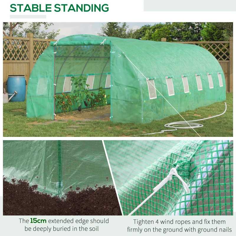 Outsunny Sera Gradina 3×2 m – Verde, PE & Cadru din Otel(m-6)