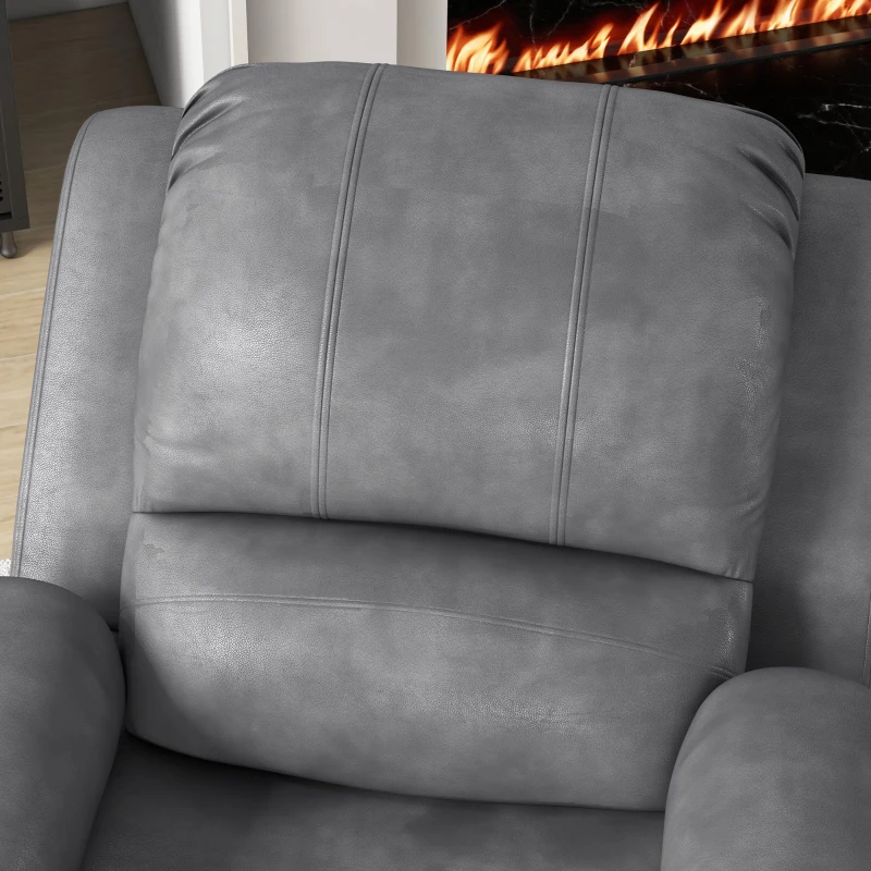 HOMCOM Recliner Chair with Footrest and Reclining Function, incl. Drink Holder, TV Chair, 87 cm x 95 cm x 102 cm, Gray