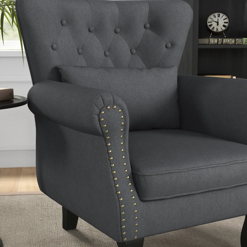 HOMCOM Chesterfield-Style Accent Chair - Grey