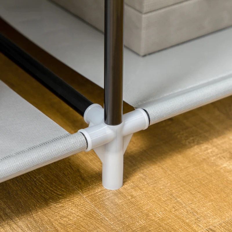 HOMCOM Stoffen Kledingkast, Opbergoplossing, 6 Planken, 1 Kledingstang, Grijs