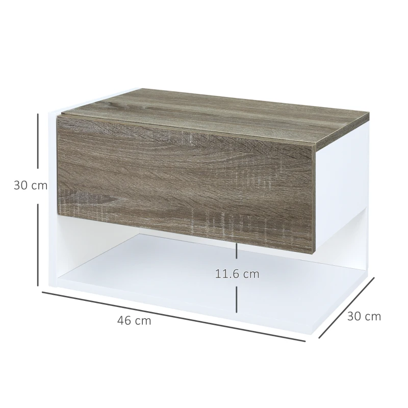 HOMCOM set 2 noptiere suspendate, 46x30x30 cm