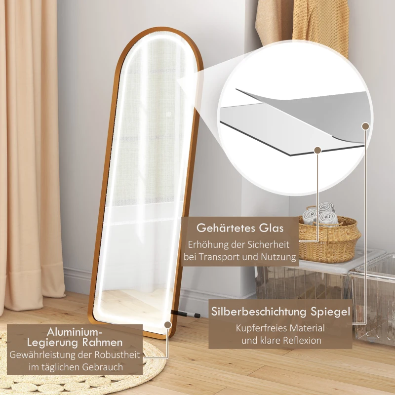 HOMCOM Staande spiegel Wandspiegel Volledige lengte spiegel inclusief wandbevestiging, 50 x 4 x 1515 cm, Zwart