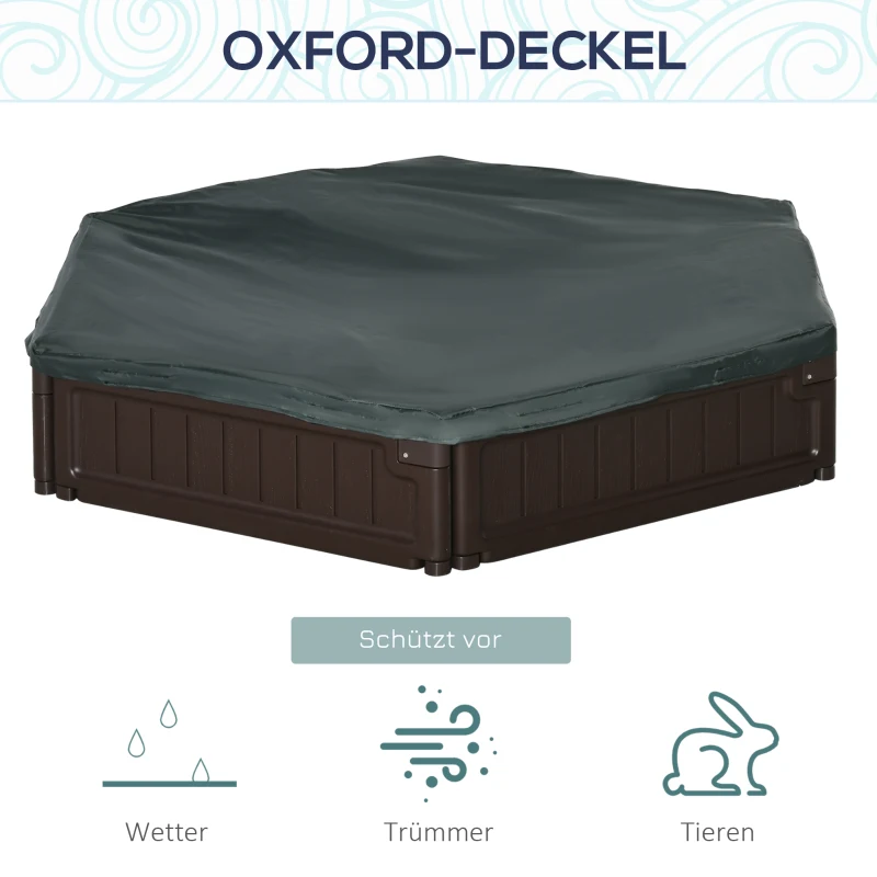 Outsunny Zandbak voor kinderen, modulair ontwerp, inclusief deksel, 4 zitplaatsen, Φ120 x 21 cm, Bruin