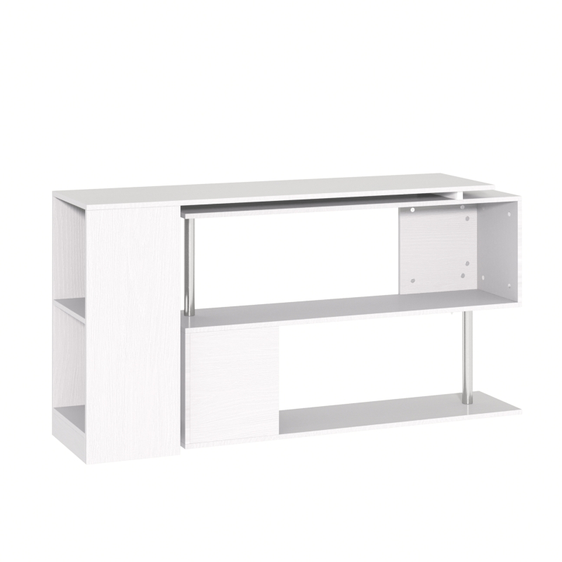 HOMCOM Birou de Colt Alb 140×120×78 cm – Lemn Elegant
