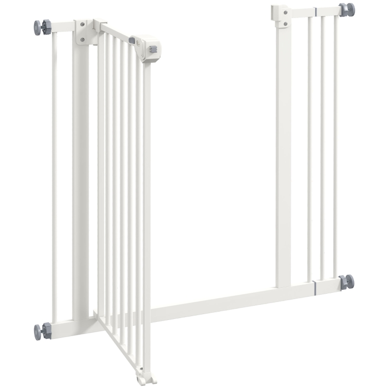 PawHut 74-87cm Extendable Dog Gate, Wide Adjustable, Auto-closing, Metal  White