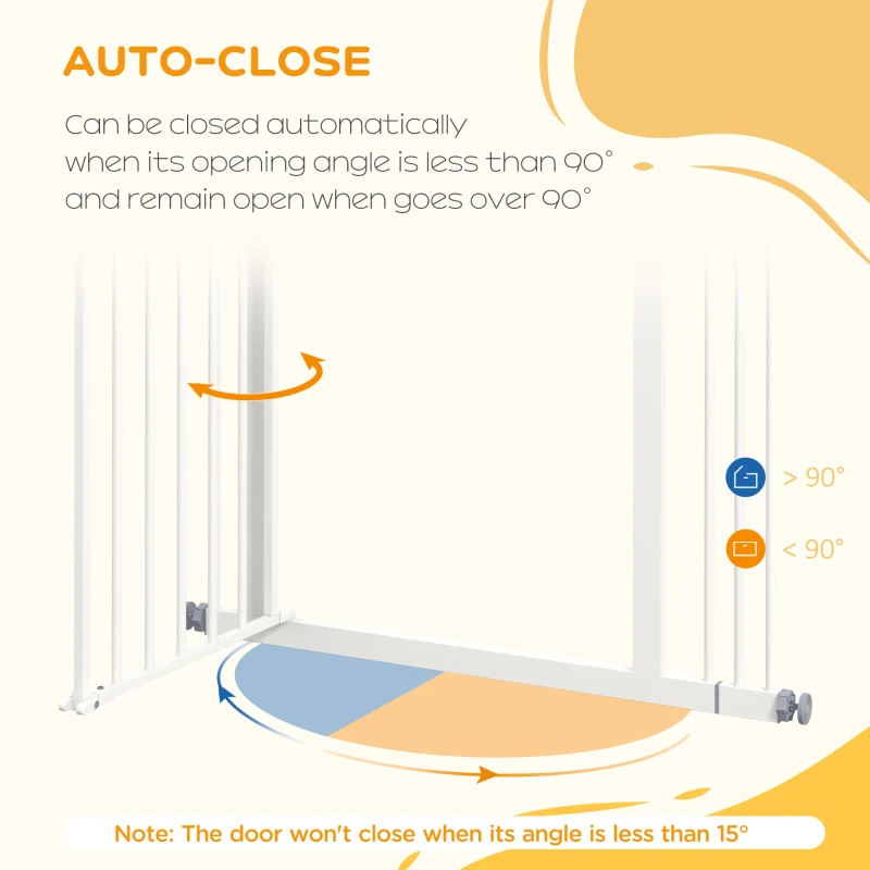 PawHut 74-87cm Extendable Dog Gate, Wide Adjustable, Auto-closing, Metal  White