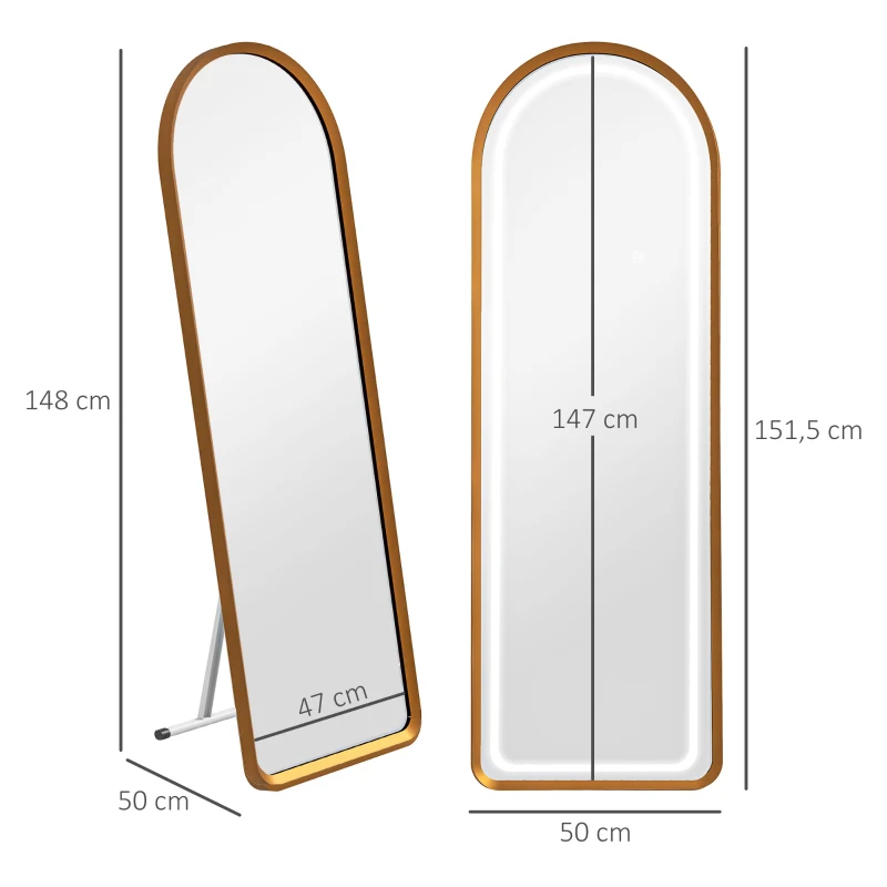 HOMCOM Staande spiegel Wandspiegel Volledige lengte spiegel inclusief wandbevestiging, 50 x 4 x 1515 cm, Zwart