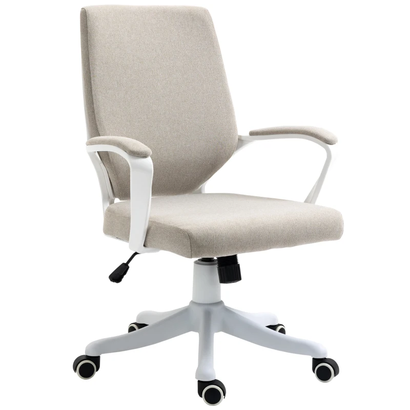 Vinsetto Cadeira de Escritório Ergonómica Giratória e com Altura Ajustável e Suporte Lombar 62x69x92-100 cm Bege