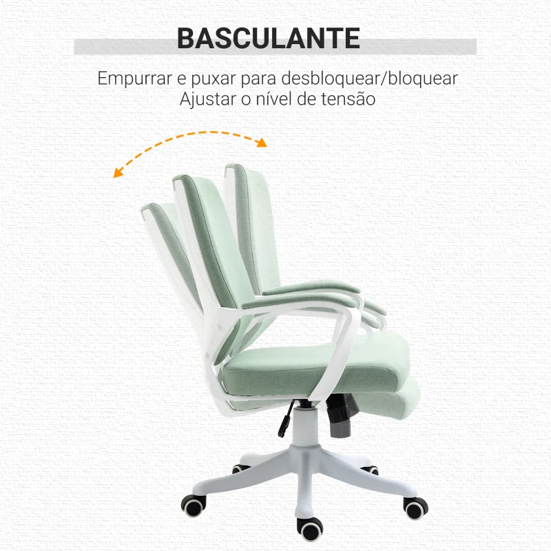 Vinsetto Cadeira de Escritório Ergonómica Giratória e com Altura Ajustável e Suporte Lombar 62x69x92-100 cm Verde