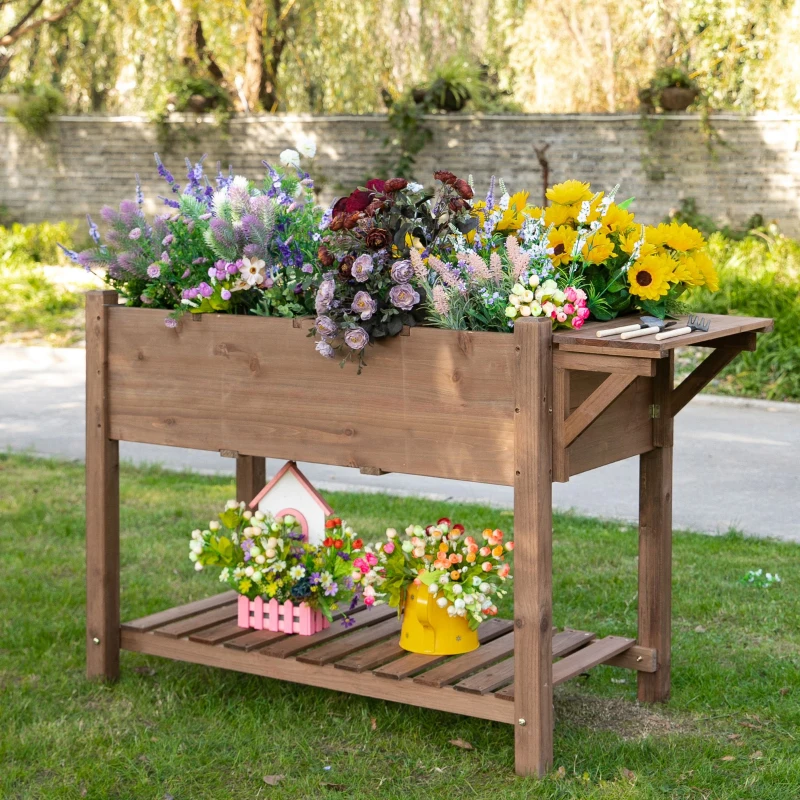 Outsunny Jardiniera din lemn pentru gradina, 123x54x74cm, maro