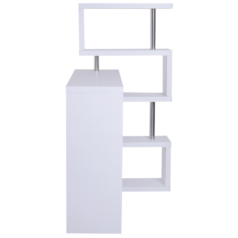 HOMCOM Birou modern cu biblioteca incorporata, Finisaj din lemn alb