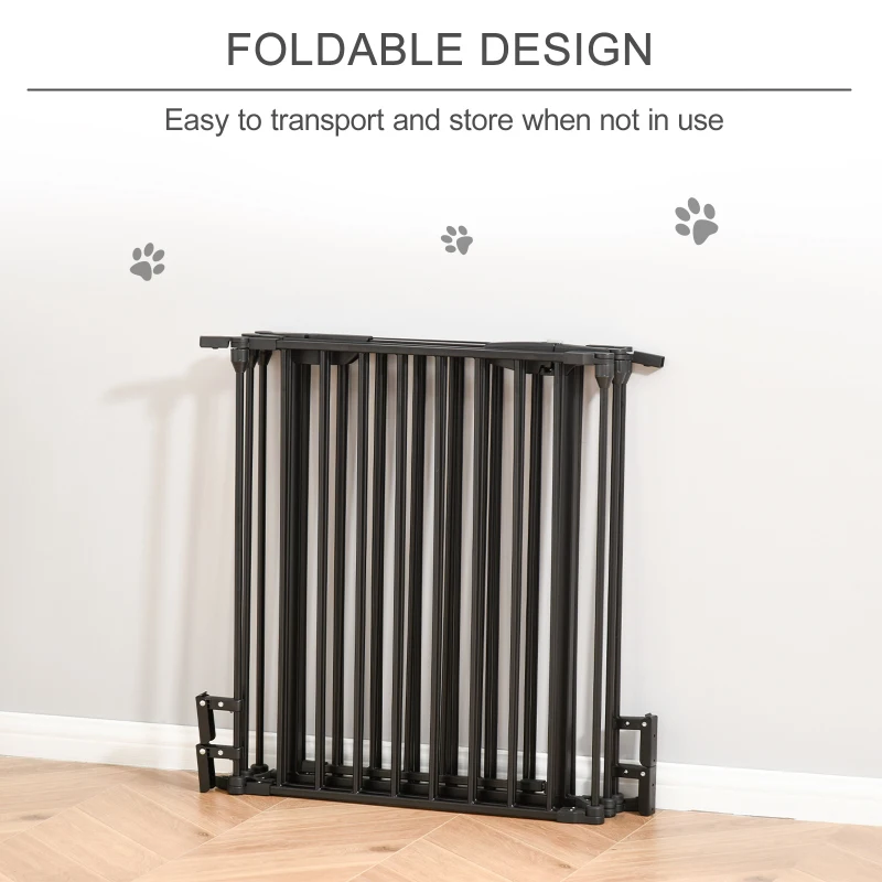 PawHut Poartă pentru Câini de Talie Mică și Medie, Țarc Pliabil cu Structură Modulară cu 5 Panouri, 300x3x74.5 cm, Negru