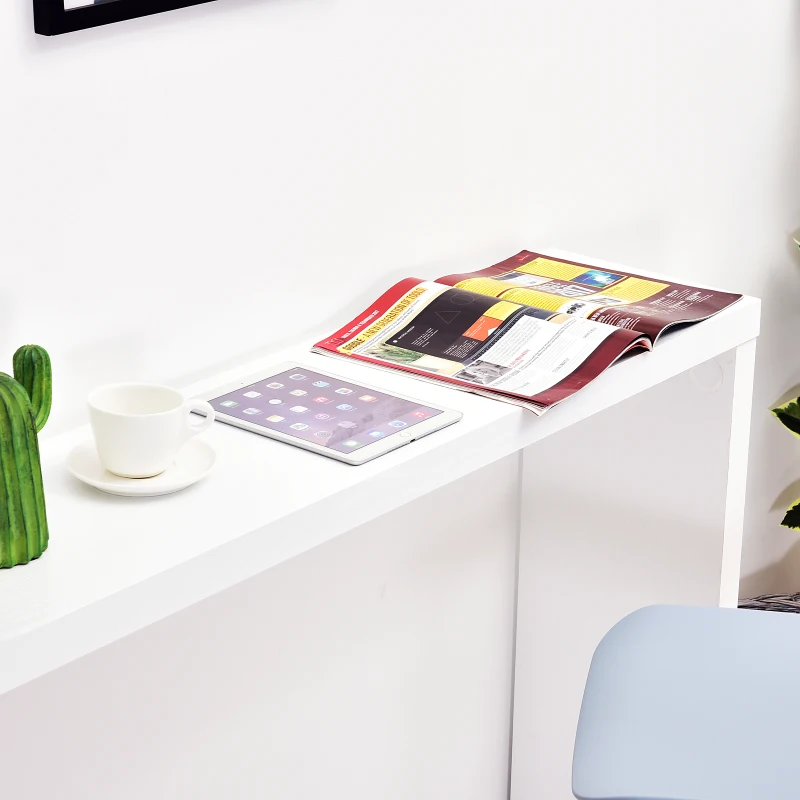 HOMCOM Birou modern cu biblioteca incorporata, Finisaj din lemn alb