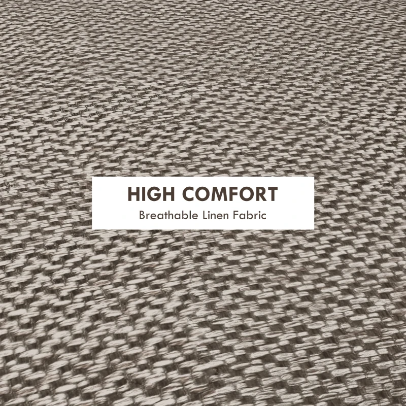 HOMCOM Round Linen-Look Storage Ottoman - Light Grey
