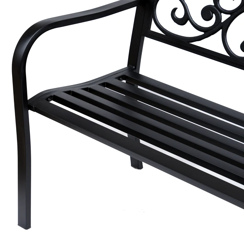 Outsunny Banca pentru exterior din metal, 127x60x89cm, negru