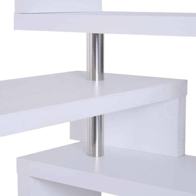 HOMCOM Birou modern cu biblioteca incorporata, Finisaj din lemn alb