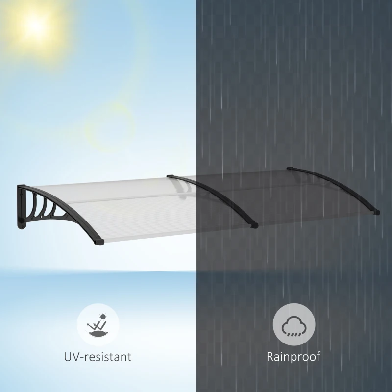 Outsunny Door Awning, 75 x 195 cm Polycarbonate Cover for Window, Front Door, Outdoor, Patio, UV Rain Snow Protection Shelter, Clear(m-7)