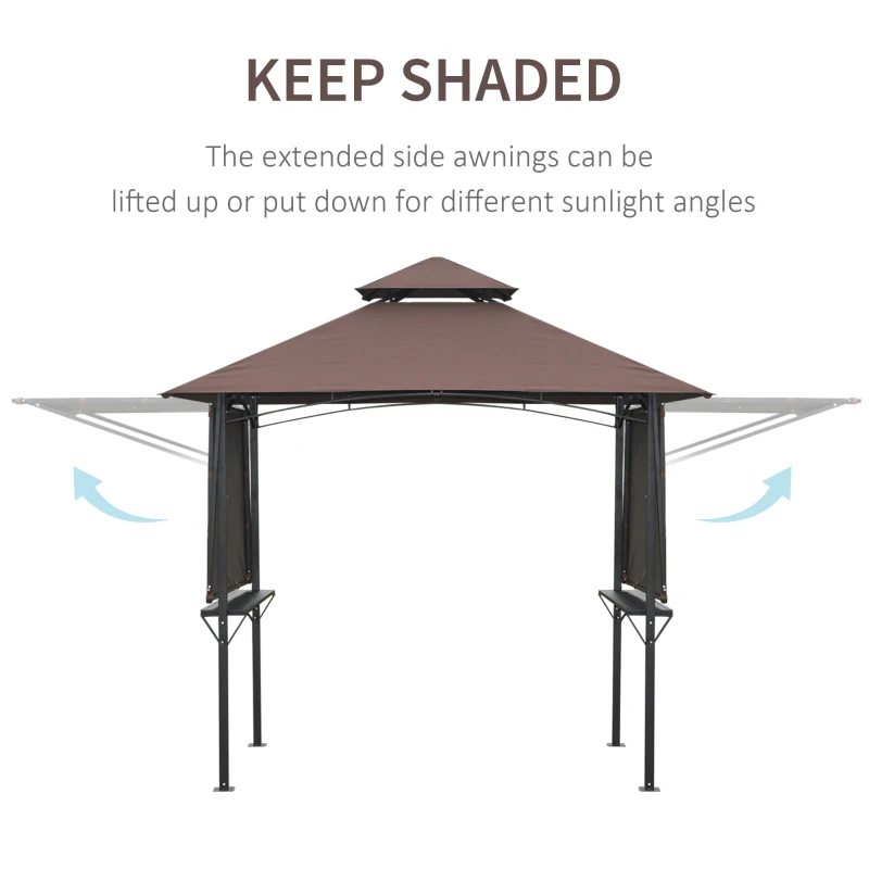 Outsunny 250L x 150W cm Waterproof BBQ Gazebo-Coffee