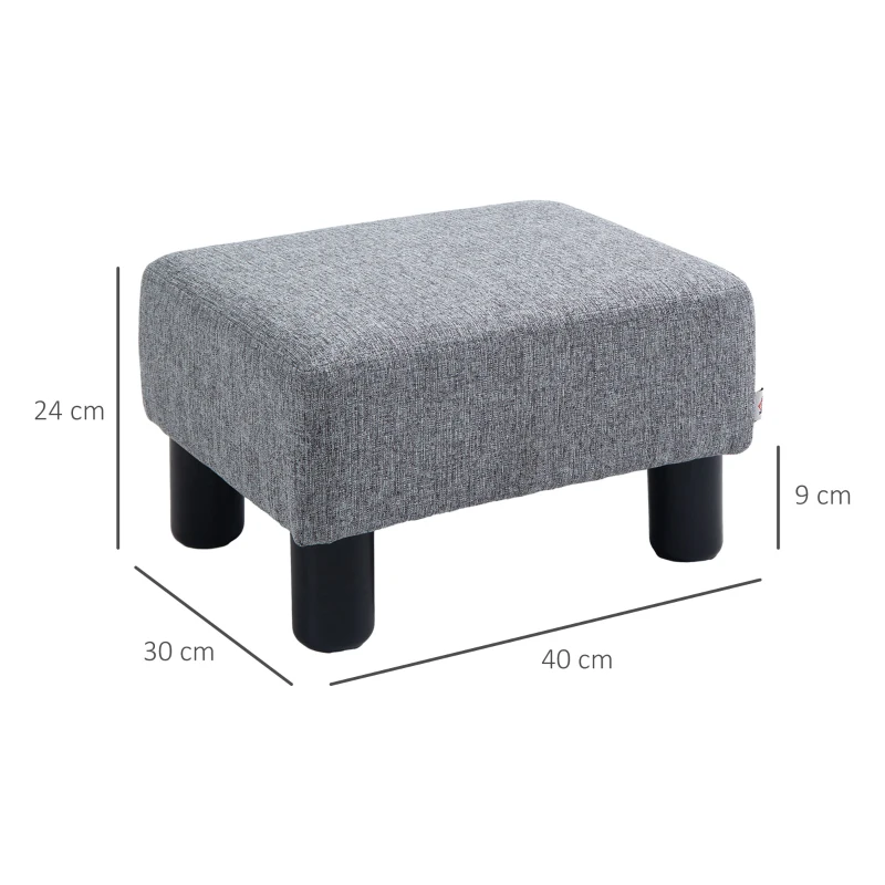 HOMCOM Linen Fabric Footstool Ottoman Cube with 4 Plastic Legs