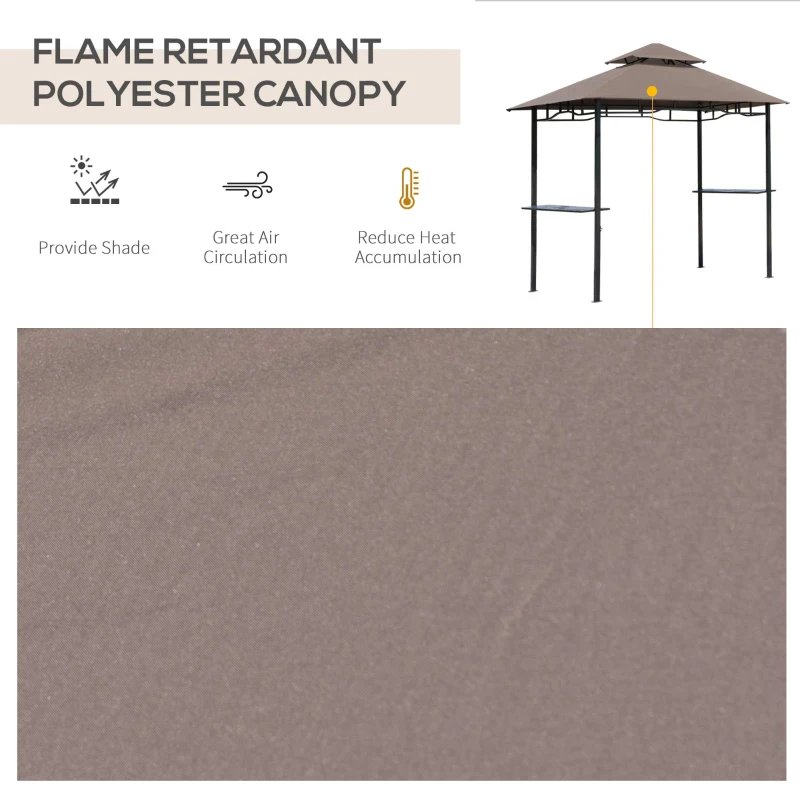 Outsunny 8ft DoubleTier BBQ Gazebo-Coffee