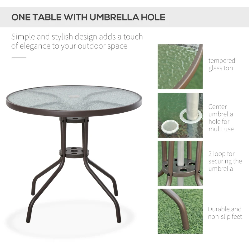 Outsunny 4 Seater Patio Furniture with Parasol, Outdoor Dining Set, Folding Chairs and Table Beige