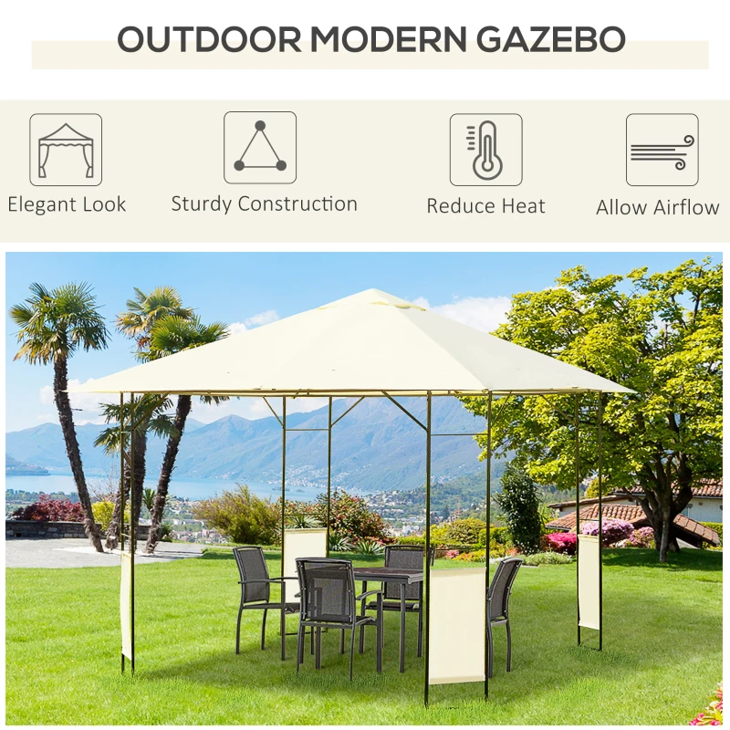 Outsunny 3 x 3m Patio Gazebo, Outdoor Gazebo Canopy Shelter with Vents Roof and Steel Decorative Columns, for Garden, Lawn, Backyard and Deck