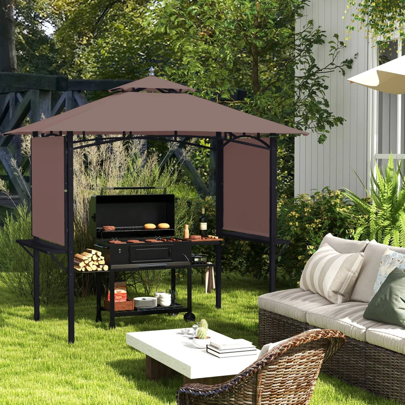 Outsunny 250L x 150W cm Waterproof BBQ Gazebo-Coffee