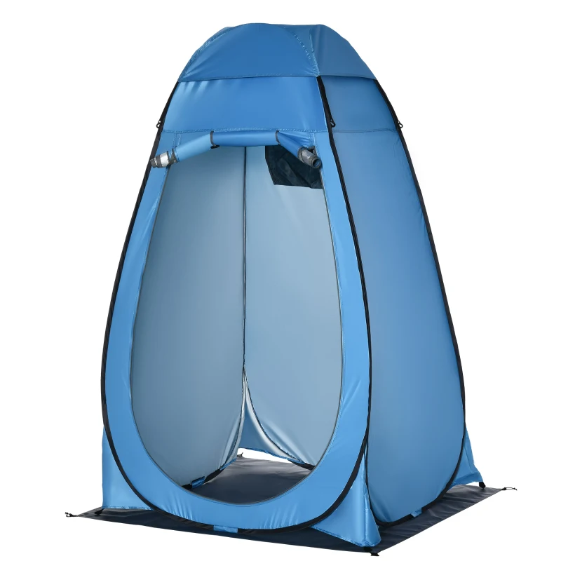 Outsunny Tenda de Duche Tenda de Privacidade Portátil com 1 Gancho Bolso Bolsa de Transporte e UV20+ 126x124x189 cm Azul