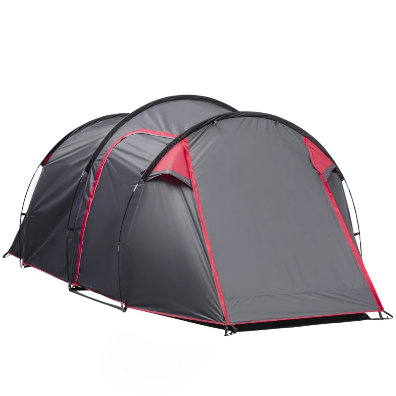 Outsunny Tenda de Campismo para 2-3 Pessoas Dobrável à Prova d'Agua e à Prova de UV 20+ com Vestíbulo 426x206x154 cm Cinza Escuro