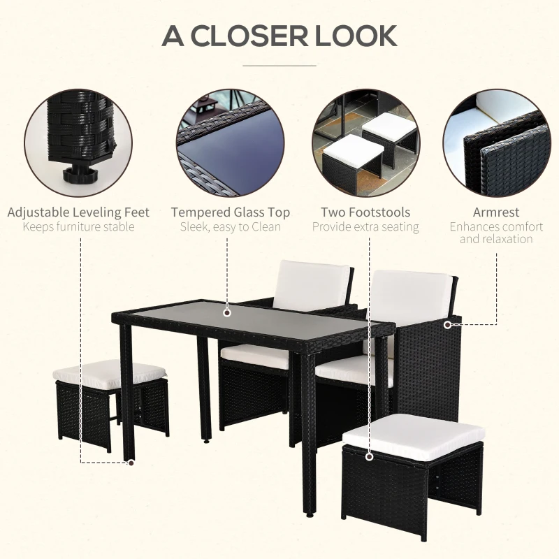 Outsunny 5 Piece Rattan Wicker Weave Sofa Set, Black