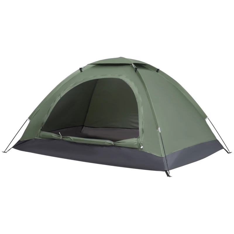 Outsunny Tenda de Campismo 2 Pessoas Dobrável com 2 Janelas de Malha Bolso Interior Bolsa de Transporte 206x152x110 cm Verde
