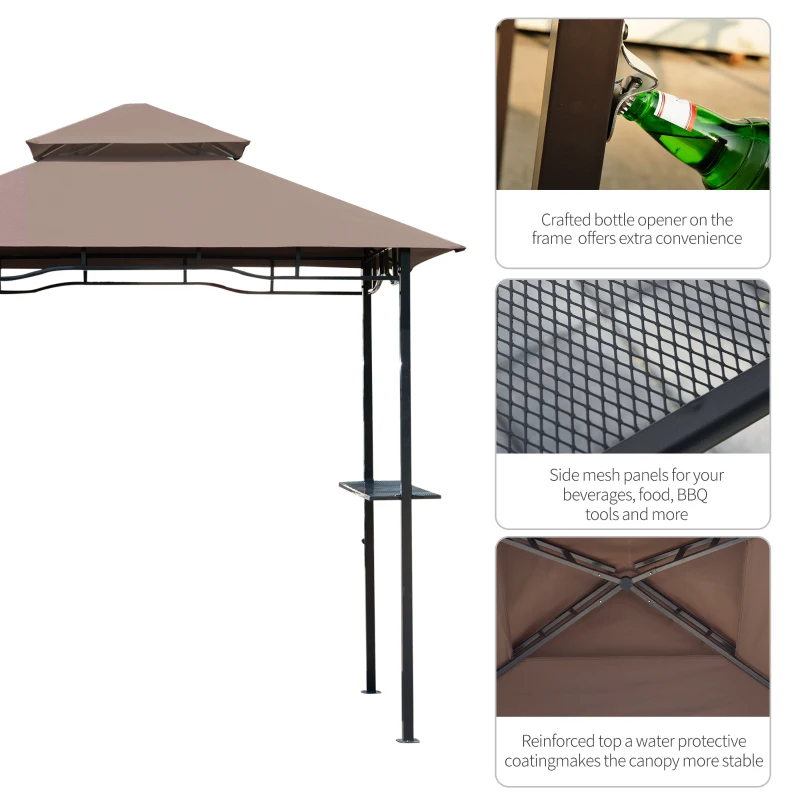 Outsunny 8ft DoubleTier BBQ Gazebo-Coffee