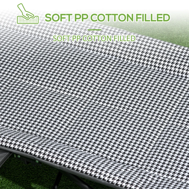 Outsunny Foldable Camp Bed, Padded Patio Camping Bed with Carry Bag, Magazine Bag and Cup Holder for Outdoor, Garden, Black