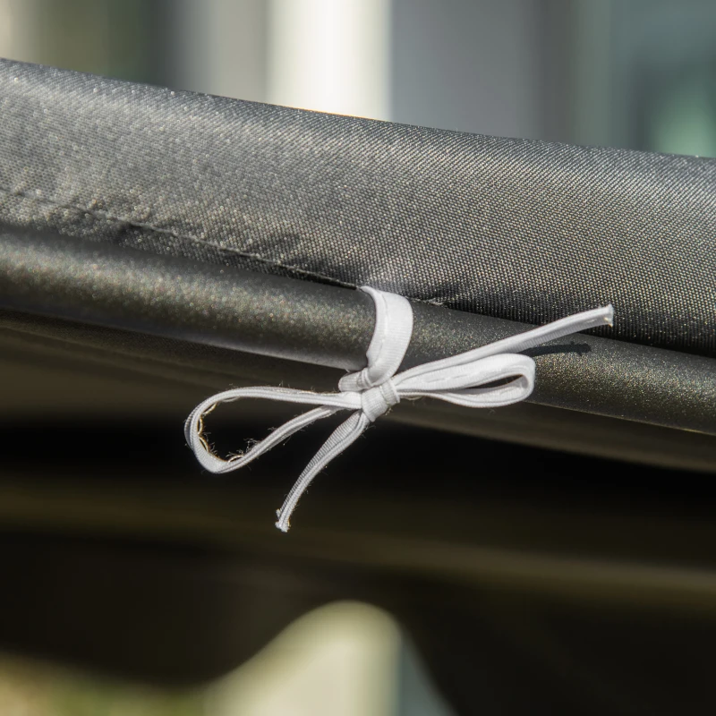 Outsunny Balancelle de Jardin 3 Places Toit Inclinaison réglable Coussins Assise et Dossier Acier Noir Polyester Gris