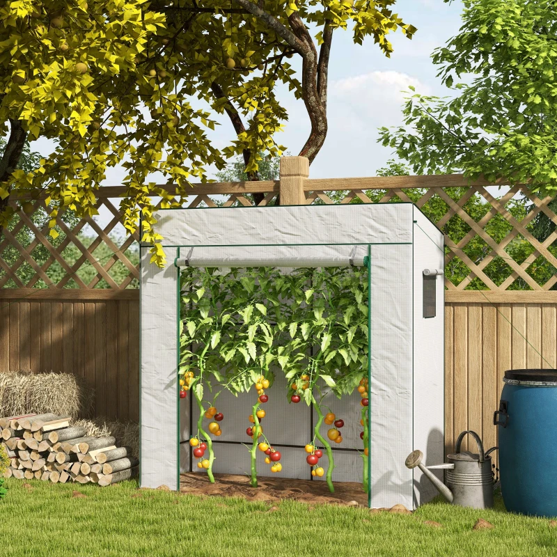 Outsunny PE Cover Walk-in Outdoor Greenhouse, White