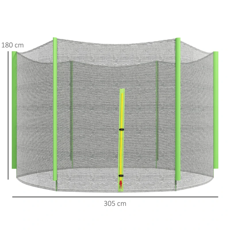 SPORTNOW Rete di Protezione per Trampolini a 6 Pali con Ingresso con Cerniera, in PE, Ø305x180 cm, Nero e Verde